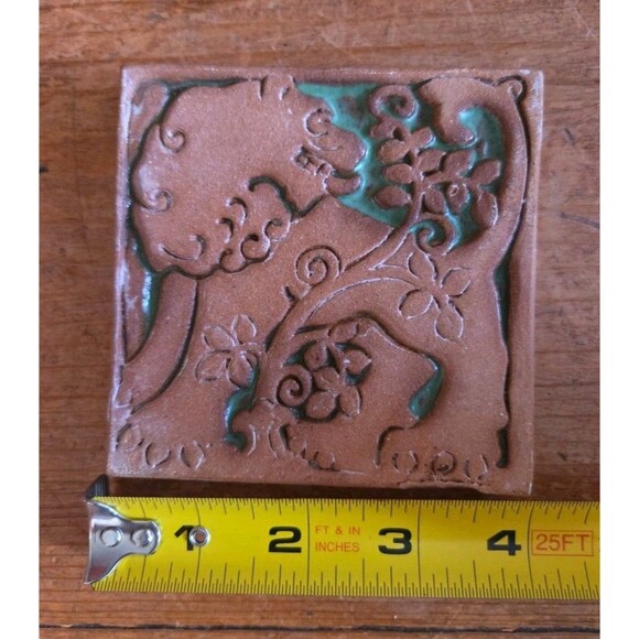 Vintage Ernest Batchelder Lion Art Square Tile 4"x 4" Never Used - Picture 3 of 5